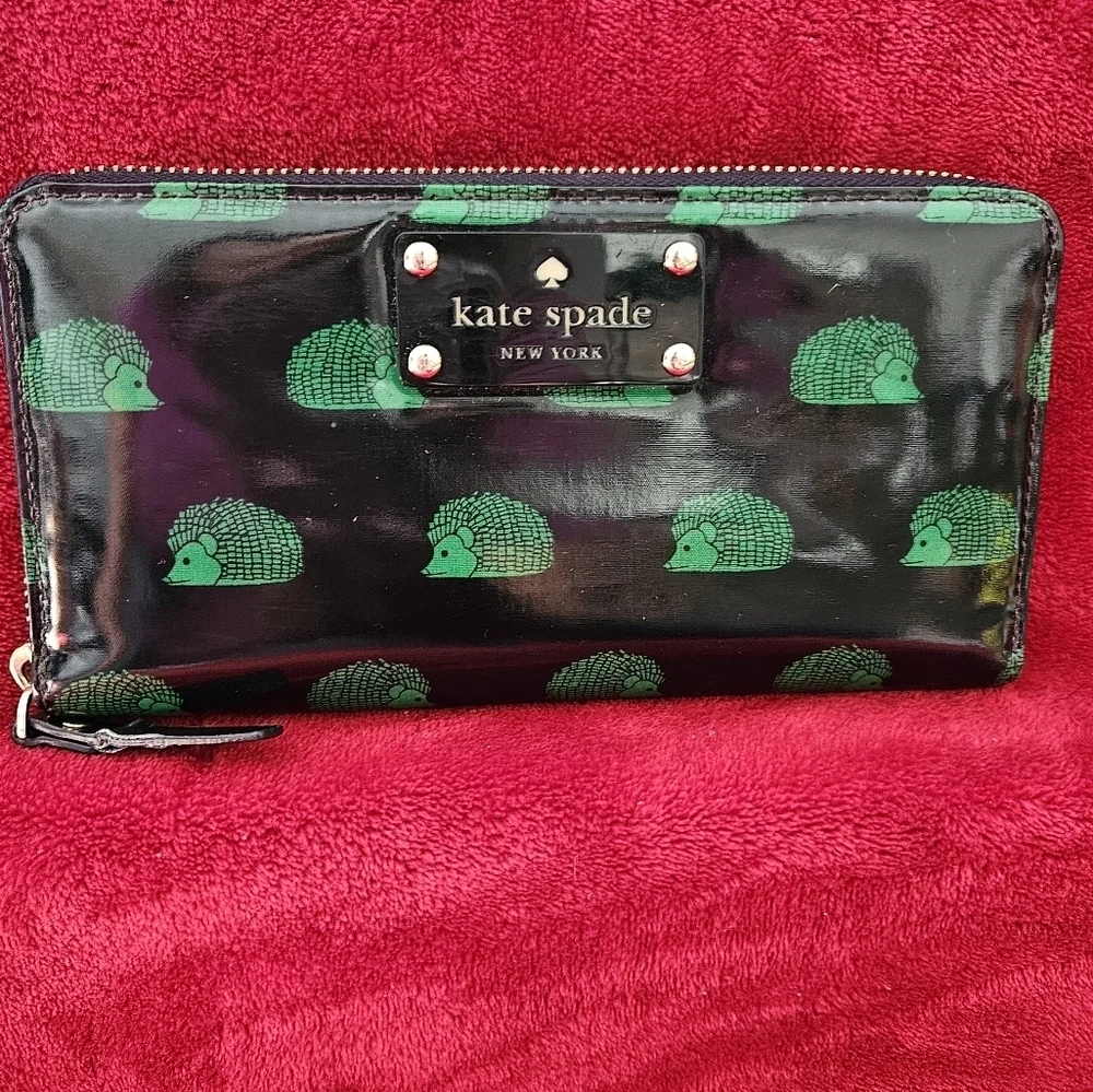 Kate Spade Black and Green Hedgehog Wallet